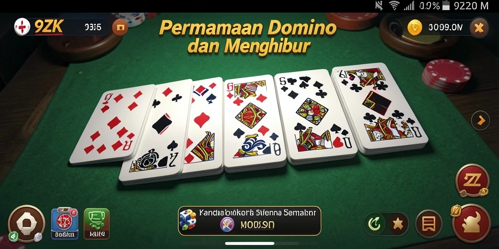 Tampilan gameplay seru dalam permainan Domino di 9ZK.