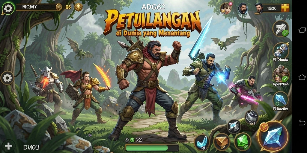 Tampilan gameplay ADG62 menampilkan aksi seru di lokasi petualangan.