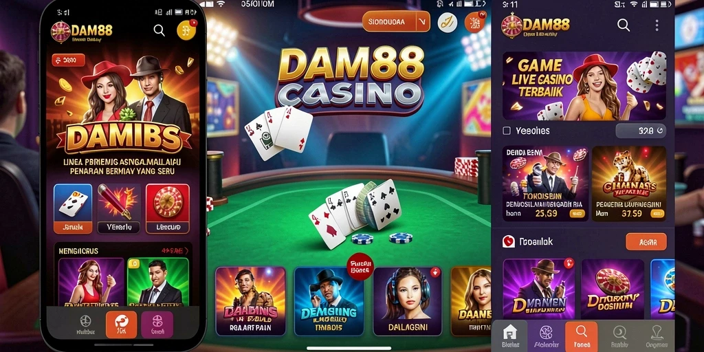 Screenshot gameplay DAM88 yang menampilkan dealer langsung dan suasana kasino.