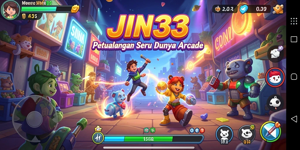 Screenshot utama JIN33 menampilkan momen intens dalam permainan Arcade.
