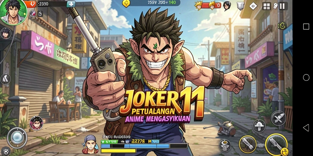 Tampilan gameplay JOKER11 yang menampilkan aksi karakter anime.