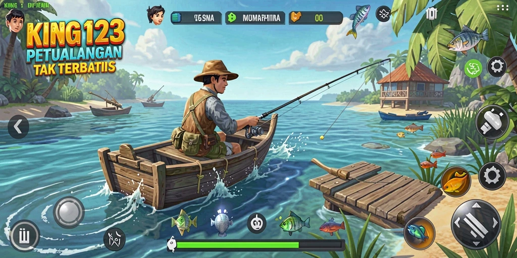 Tampilan gameplay KING123 yang menarik saat memancing.
