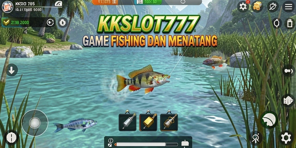 Tampilan gameplay KKSLOT777 saat menangkap ikan di lautan.