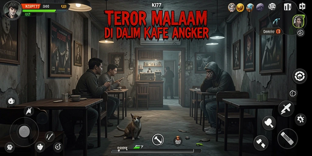 Screenshot gameplay KOPI77 menampilkan suasana Horror yang menegangkan.