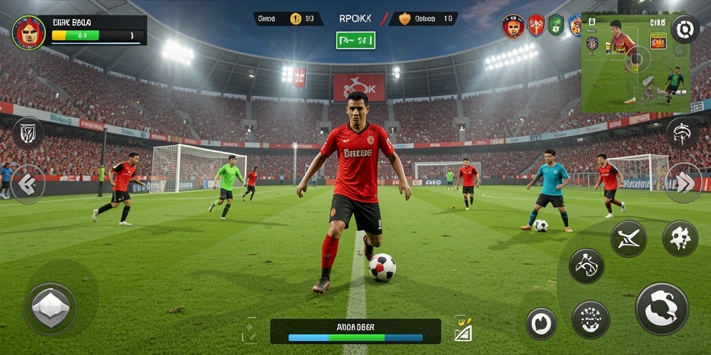 Tampilan RPOK menampilkan aksi sepak bola yang mendebarkan.